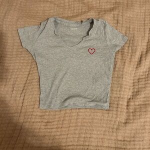 Small grey hollister crop top with red heart